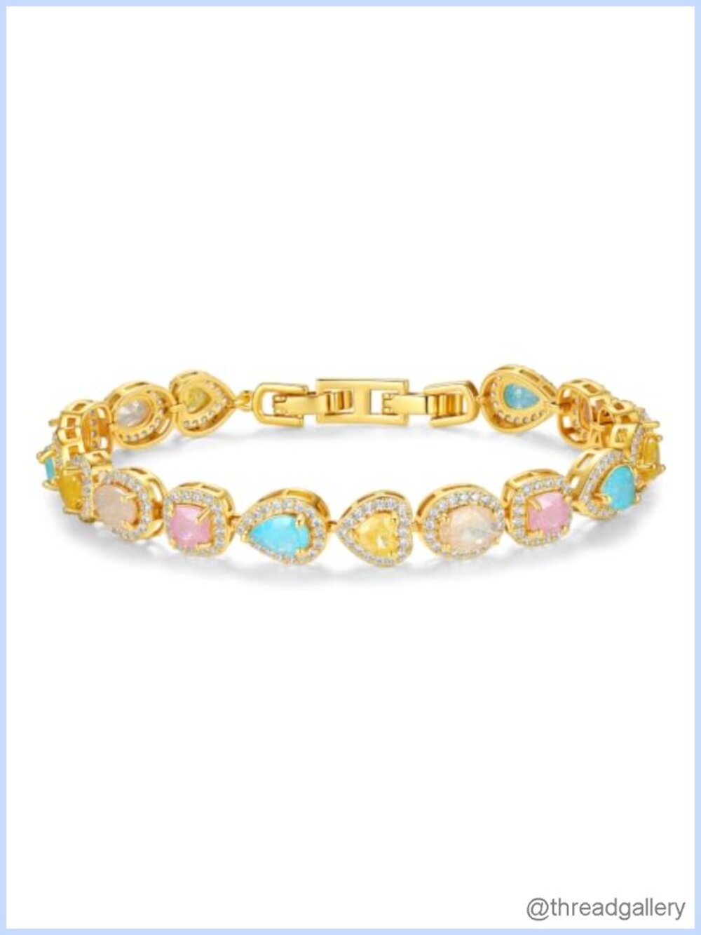 18K Gold Plated Tennis Bracelet Cubic Zirconia Adjustable Women's Jewelry